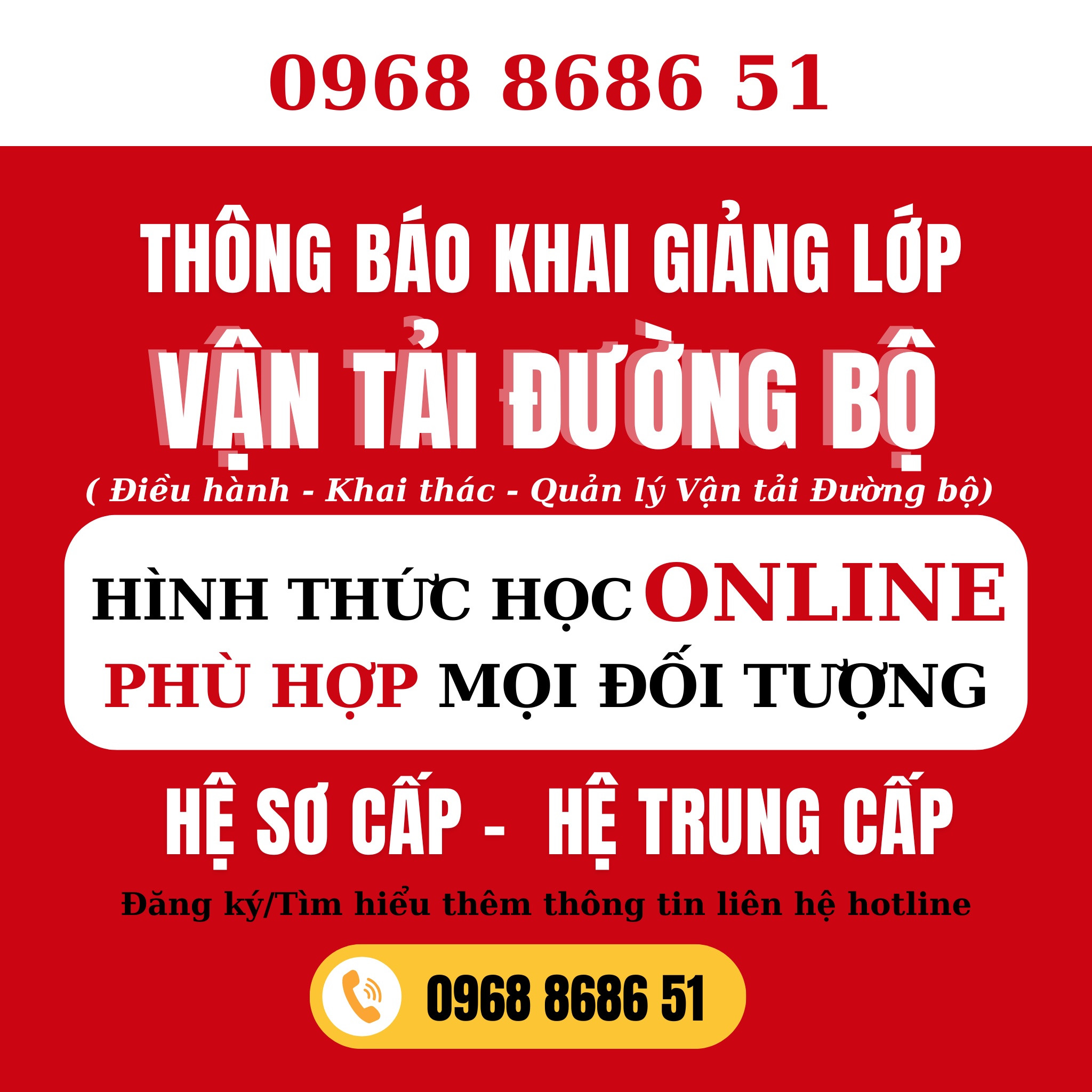 TRUNG CẤP NGÀNH KHAI THÁC VẬN TẢI ĐƯỜNG BỘ